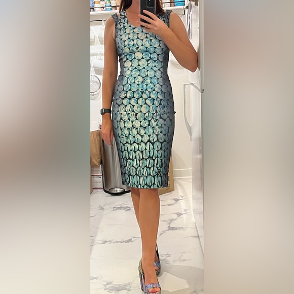 Karen Millen Teal Blue Sleeveless Dress - Picture 2 of 6